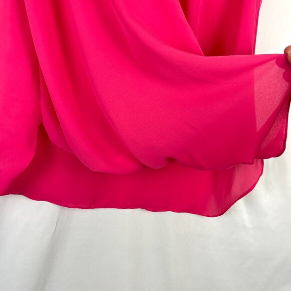 Laundry by Shelli Segal Sleeveless Drape Blouse Women’s Large Hot Pink V-Neck - Picture 7 of 15